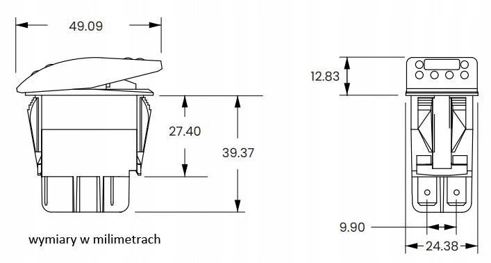 Przełącznik Carling ON-OFF 2-poz 5-pin czerwone, SW-CSW-8-RED Producent części Inny