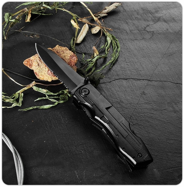 MULTITOOL NARZĘDZIE WIELOFUNKCYJNE SCYZORYK NÓŻ KOMBINERKI 21w1 BITY CZARNY Model ICM Multitool 17
