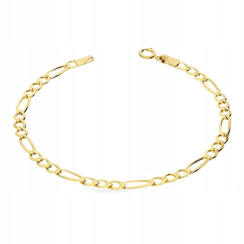 Náramek zlatý 585 Figaro 6 mm, odolný řetízek, hmotnost 5.49 g, unisex