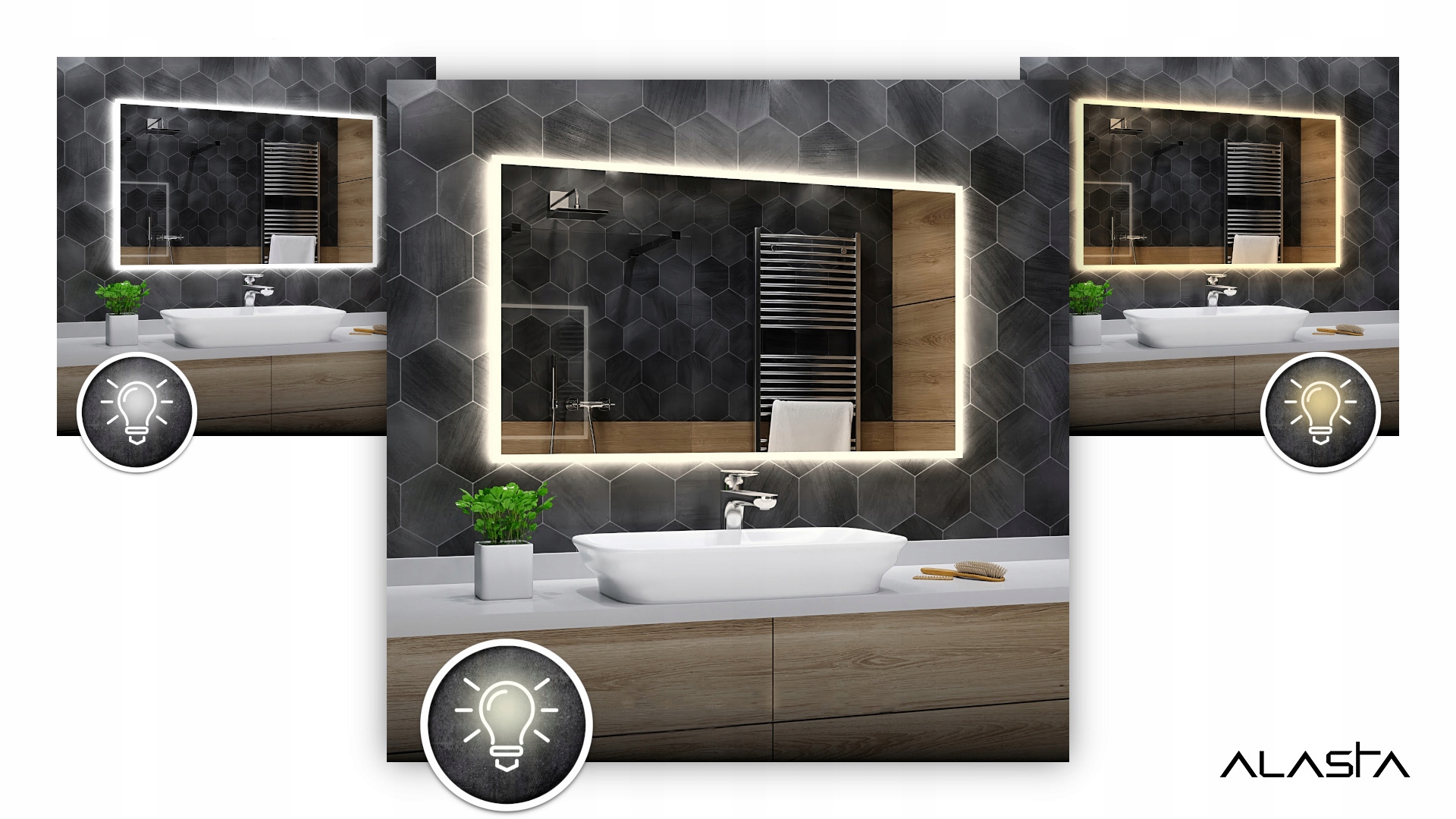 Lustro LED Łazienkowe Podświetlane 130x100 WIEDEN Szerokość 1300 mm