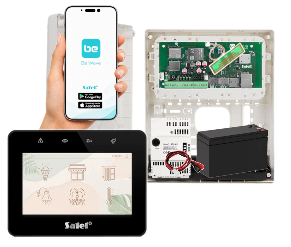 System Alarmowy Satel Hybrid 128 Plus Alarm Zestaw WiFi Lan Gsm Dotykowy