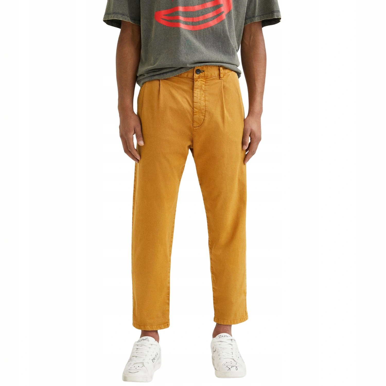 Pánské kalhoty Desigual Roman hořčicově hnědé, klasické, velikost W36