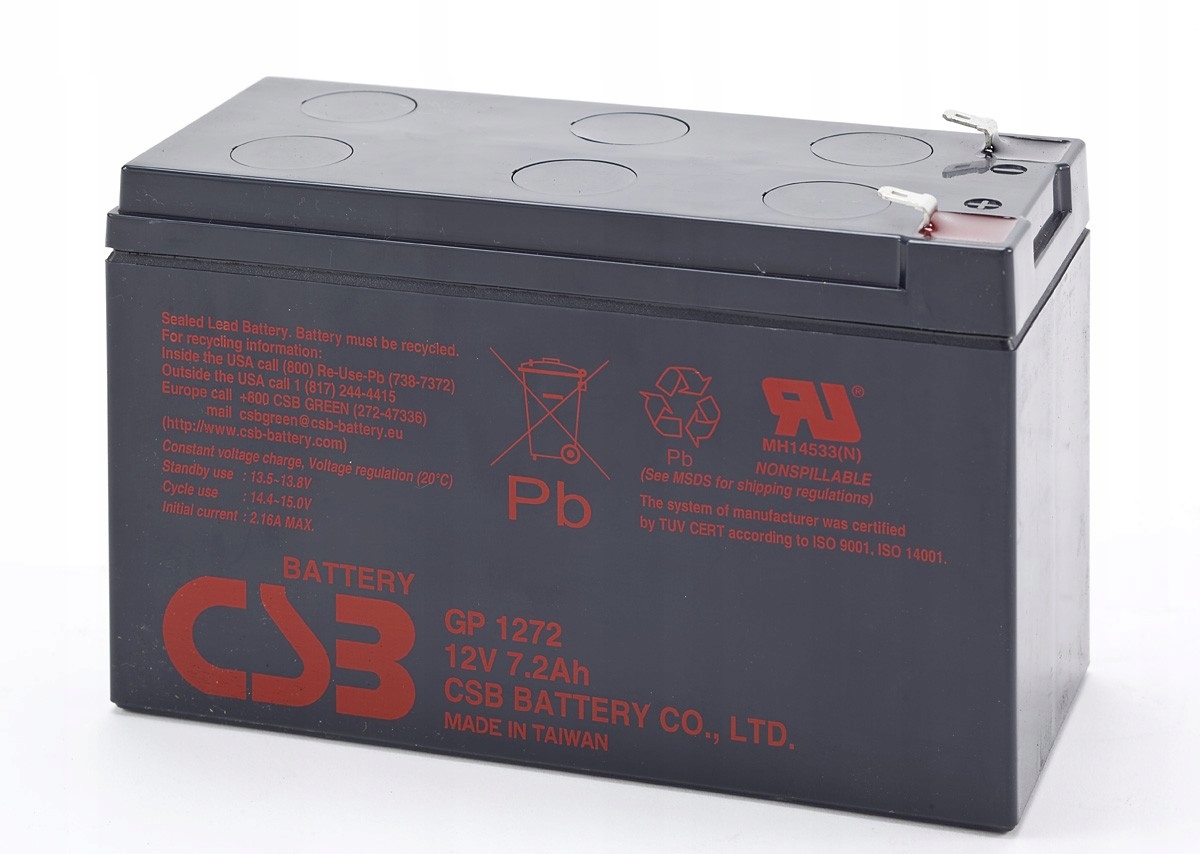 

Akumulator Ups Agm 12V 7,2Ah Csb 7AH 28W GP1272F2