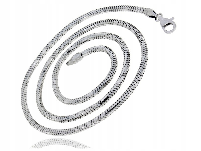 Okrągły Srebrny Łańcuszek Żmijka Snake Wąż 45CM