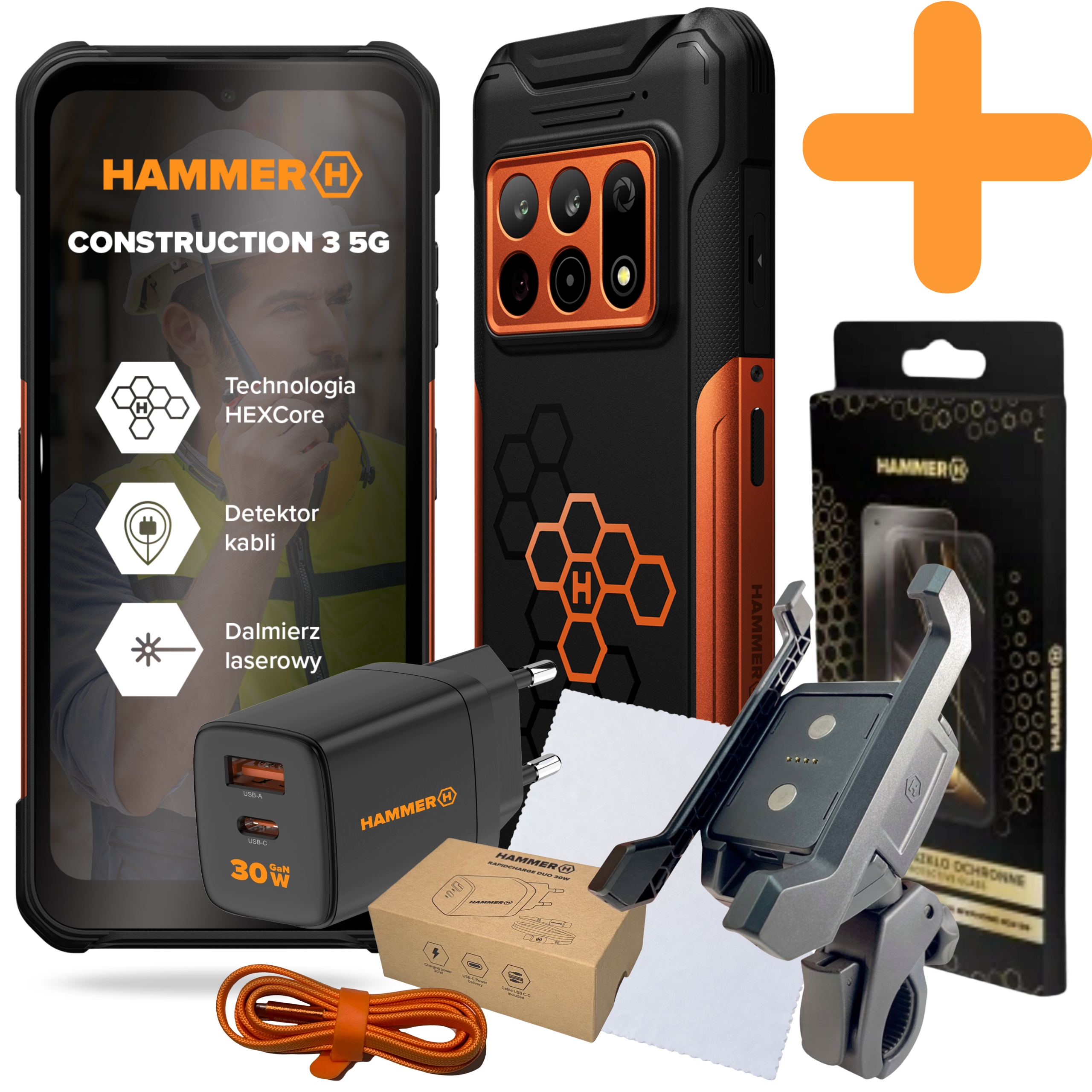 Smartphone Hammer Construction 3 5G 6/128GB Pancéřový Detektor Kabelů Sada