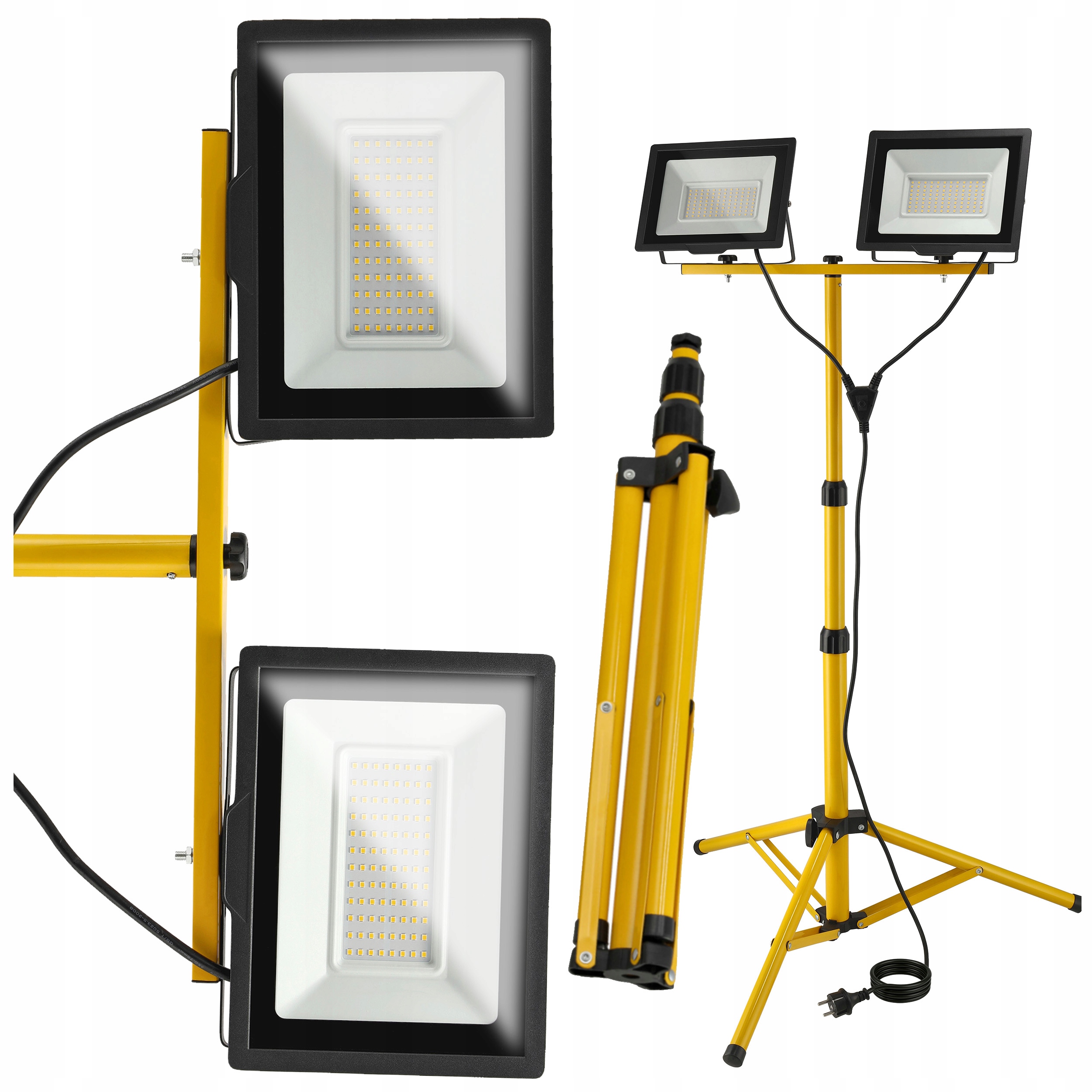 Halogenový Led reflektor 2x100W Stavební stativ s zástrčkou 230V 200W IP65