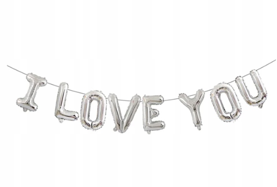 BALONY foliowe NAPIS I LOVE YOU srebrny LITERY 70 cm na walentynki