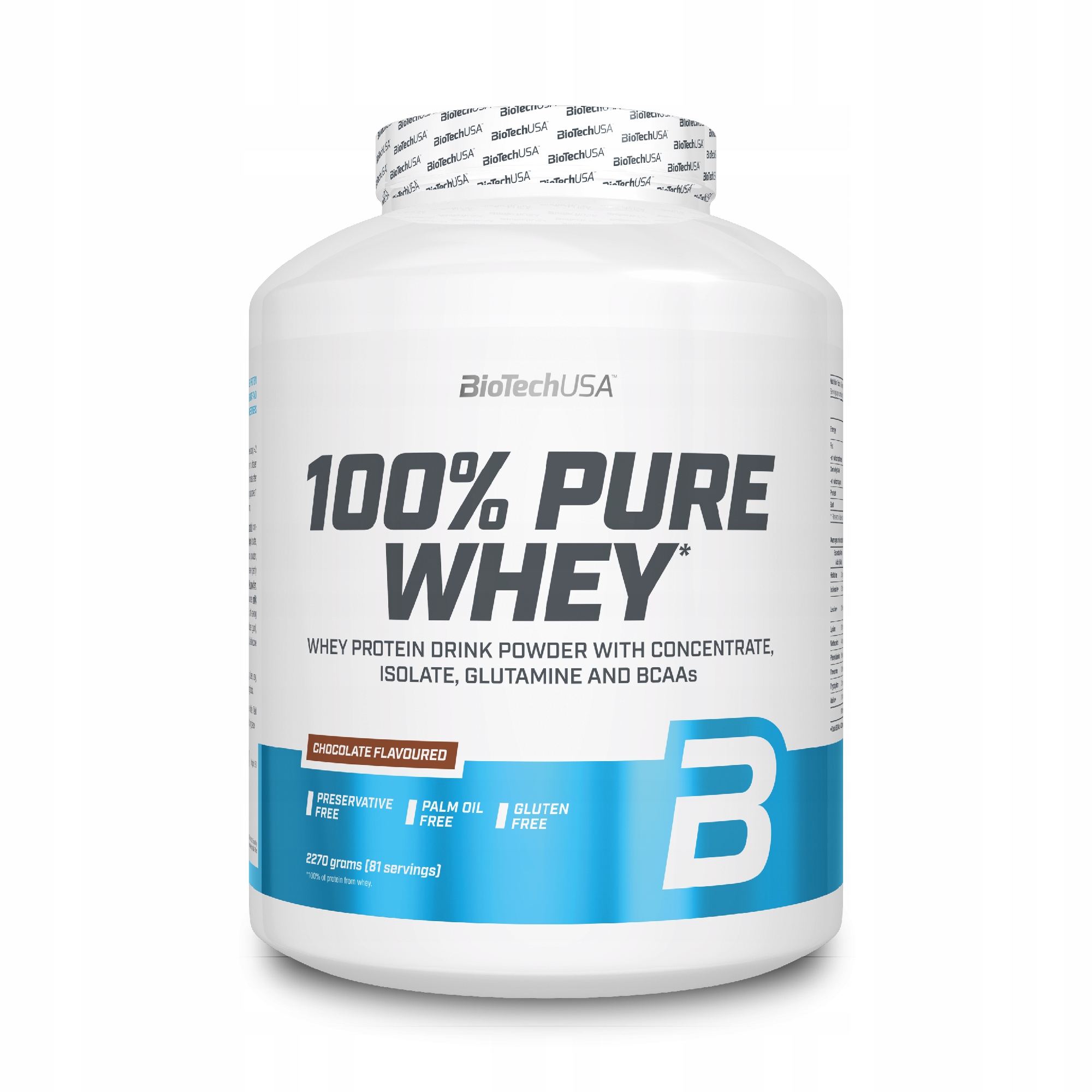 BioTech USA 100% Pure Whey 2270 g Protein WPC + WPI Čokoládový proteín