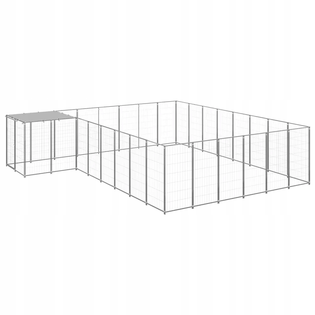 Levně Psí kotec stříbrný 15,73 m² ocel
