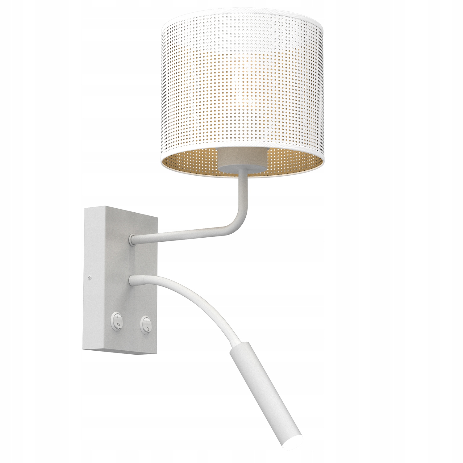 Luminex Nástenná lampa Loft, Biele tienidlo, Zlatý interiér, E27+G9