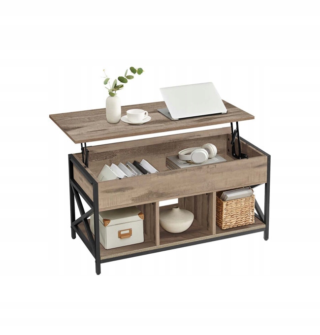 Lavica Songmics obdĺžniková 100 x 50 x 46,5 cm, odtiene béžovej, odtiene hnedej