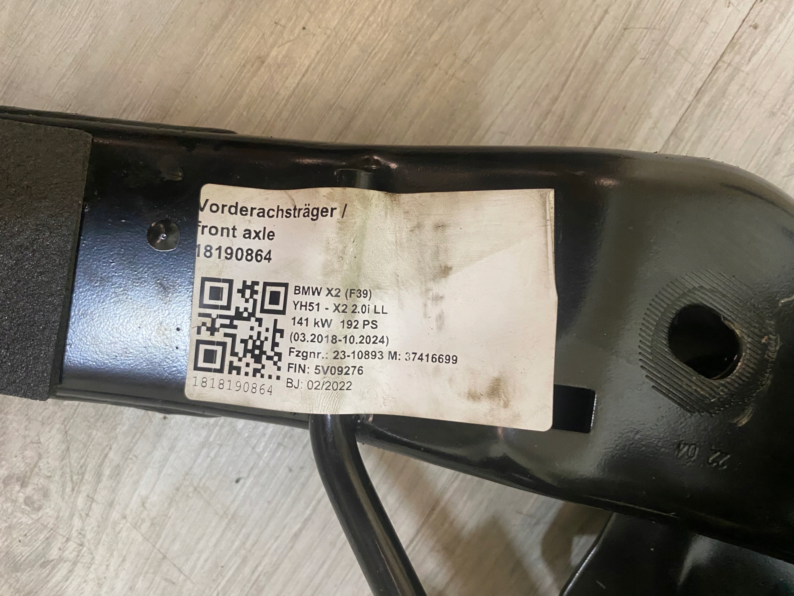 BMW X1 F48 subframe axle beam control 6872729 5A4CE68