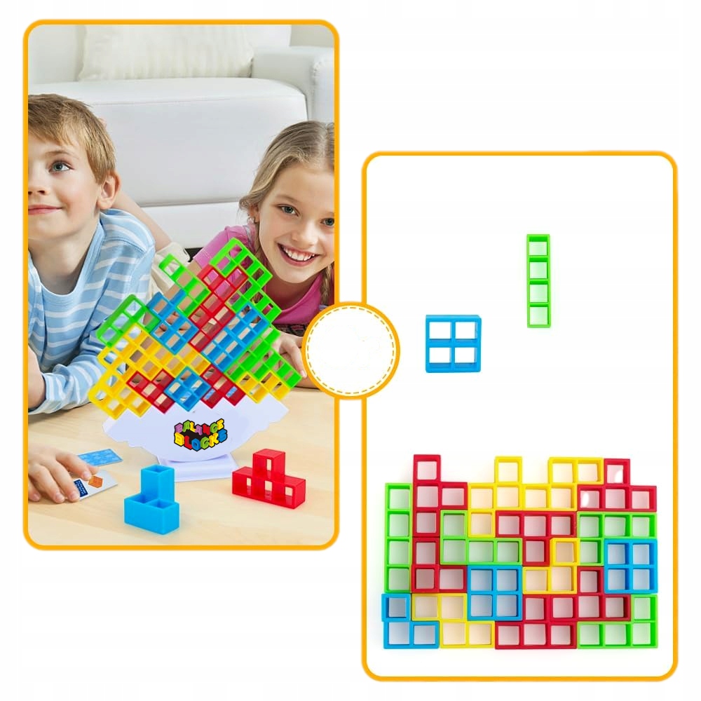 TETRIS UKŁADANKA GRA LOGICZNA ZRĘCZNOŚĆIOWA KLOCKI BALANSUJĄCA WIEŻA 48 el Marka Doris