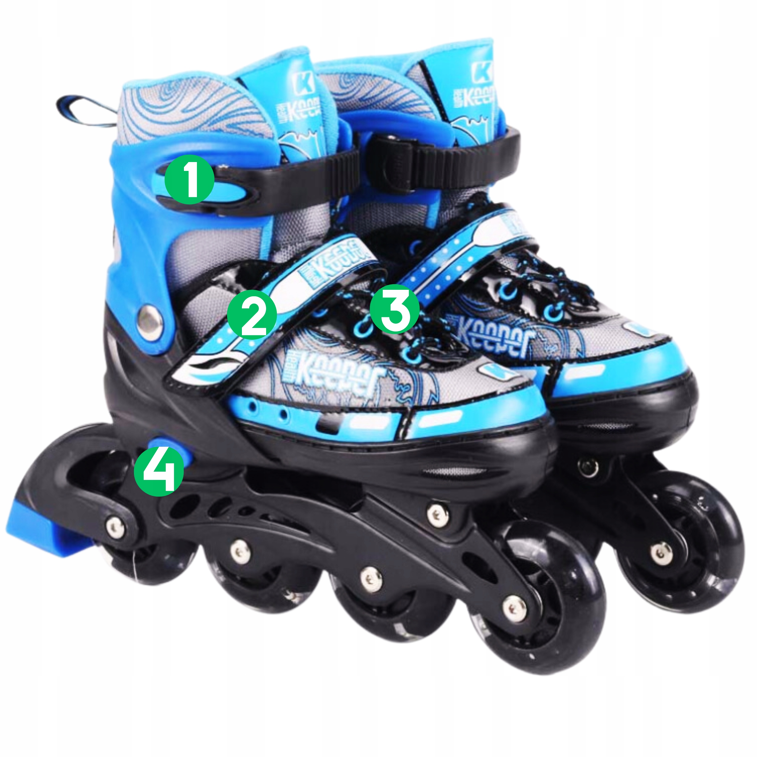 ROLKI Łyżworolki REGULOWANE Świecące KOŁA LED Kauczukowe Kółka Rozm. 35-38 Rozmiar 35-38