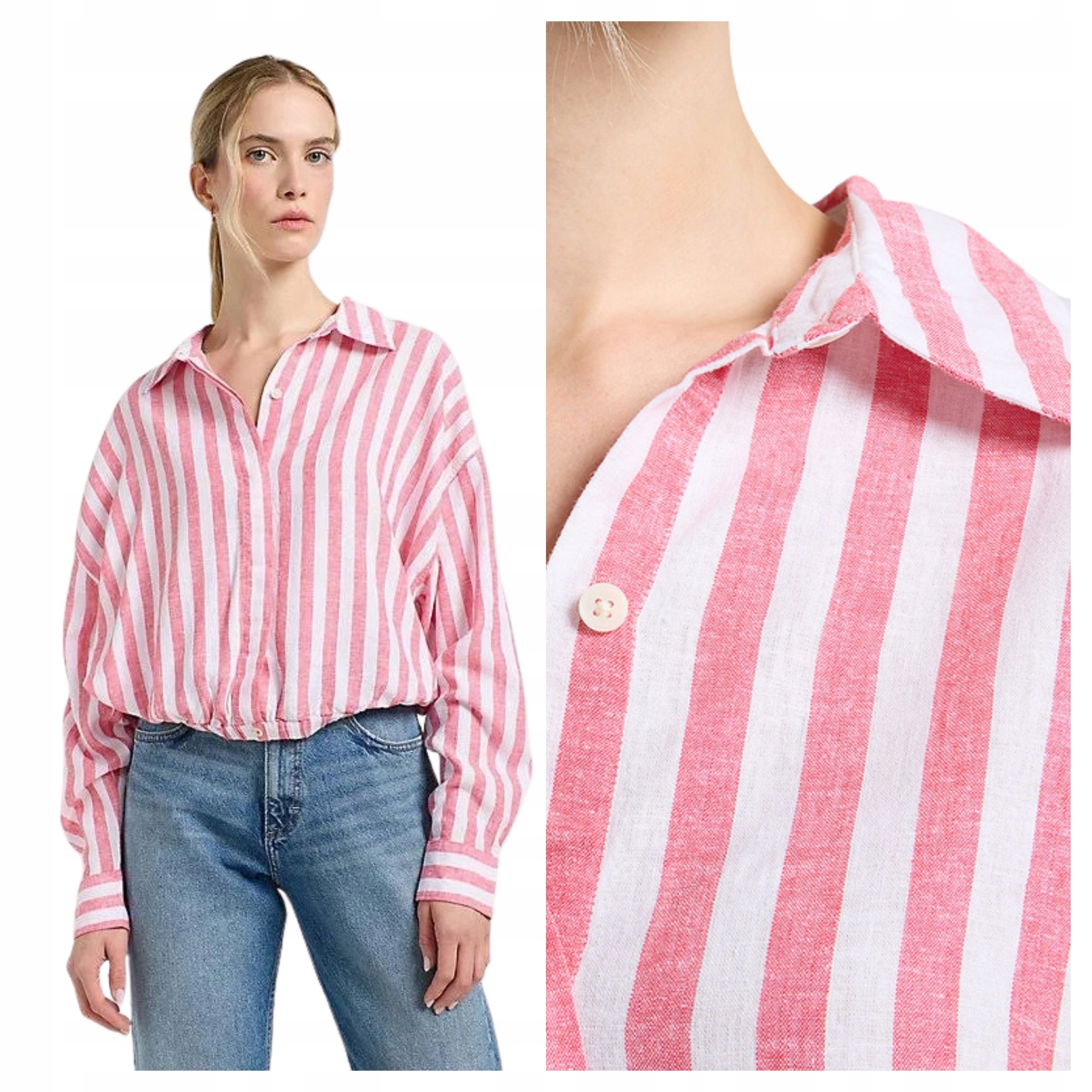 Dámská košile Lee Elasticated Shirt Růžová Lněná S