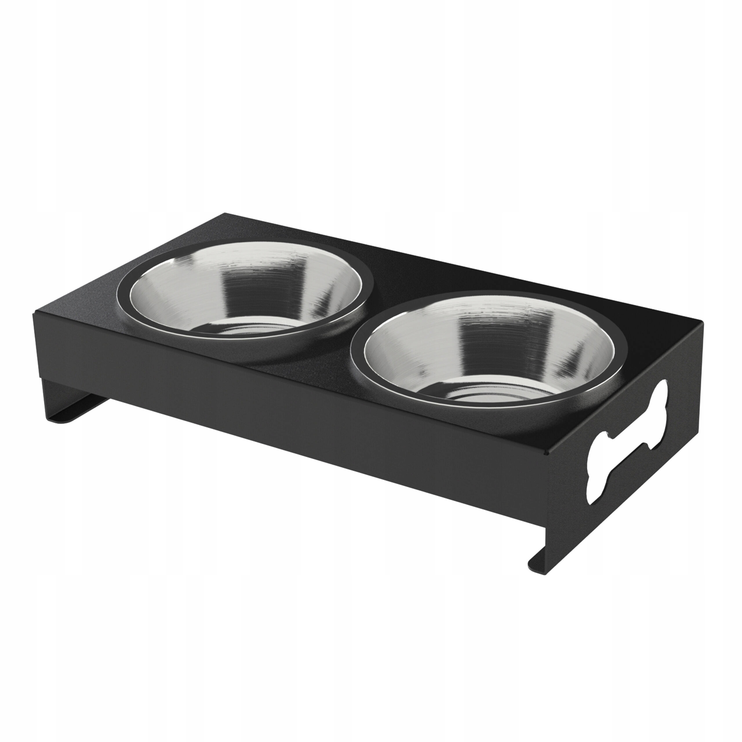 Levně Stojan na misky pro psa kočku Pako L černý, z kovu, misky 2 x 1,8 l 16888