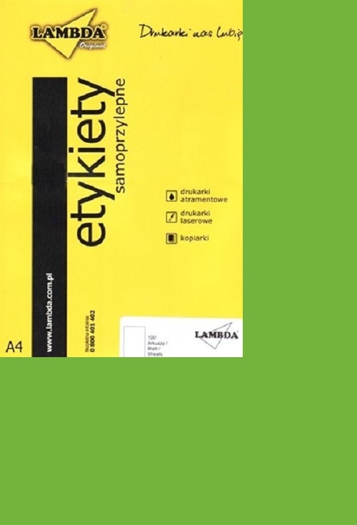 icpc Etykiety samoprzylepne A4 ZIELONE FLUO 100 szt.