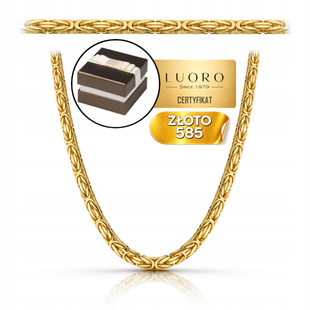 Řetízek Zlatý 585 14K Královská Vazba Žlutý 50 CM Elegantní