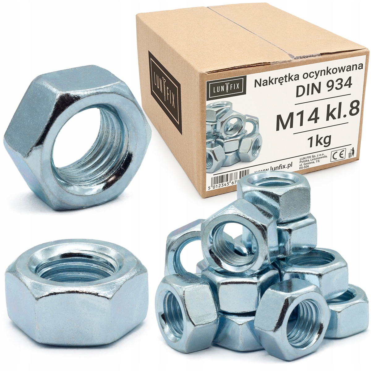 

Nakrętka M14 Din 934 DIN934 ocynk kl. 8 ~43szt 1kg