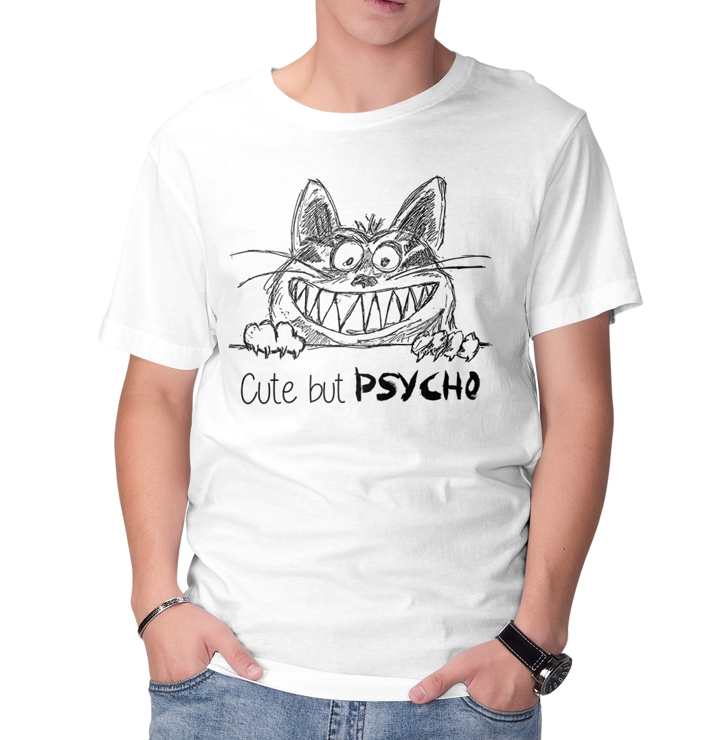 

Koszulka męska Cute but psycho Śmieszna Kot M