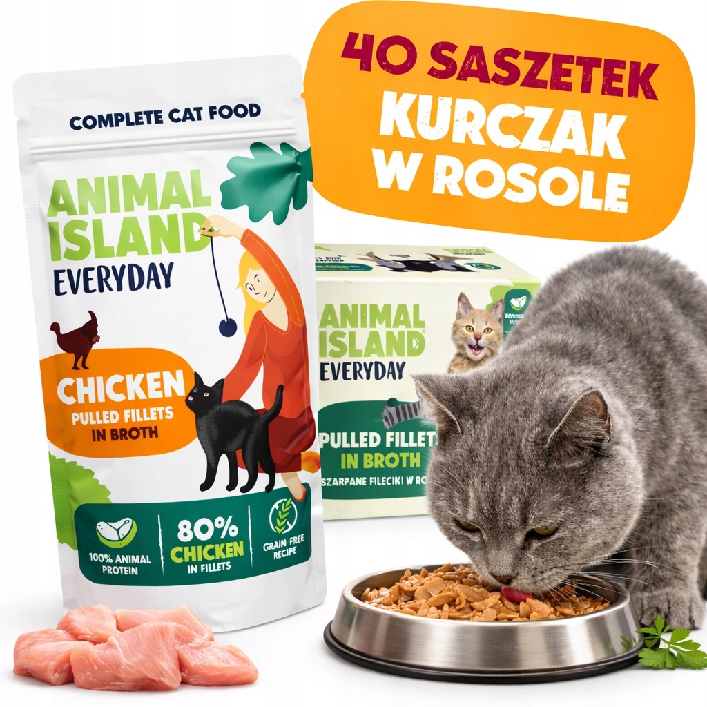 Animal Island Kurczak fileciki w rosole karma dla kota 40x85g