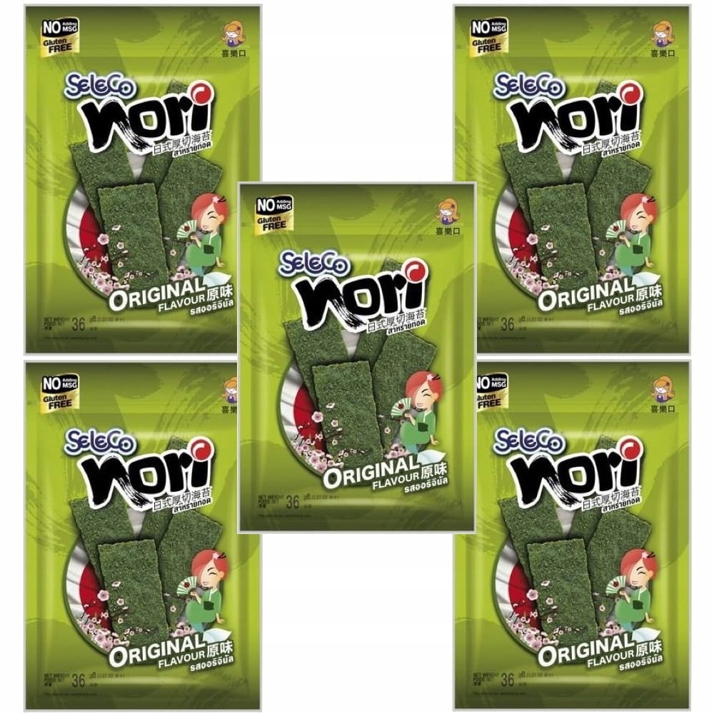 Levně 5 x Křupavé Svačinka Snacky z řas Nori Original 36 g Seleco