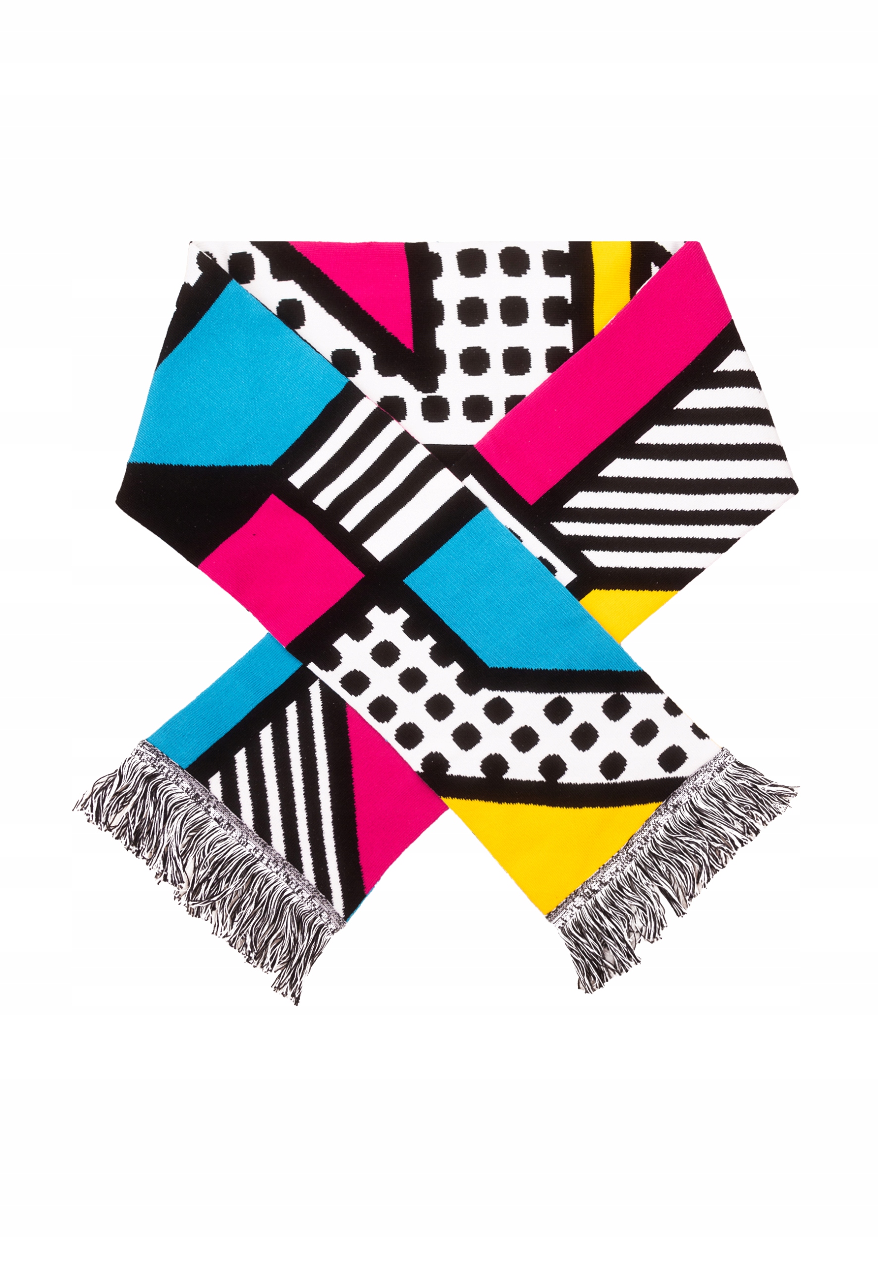 Geometrická šála z organické bavlny s třásněmi Memphis 3