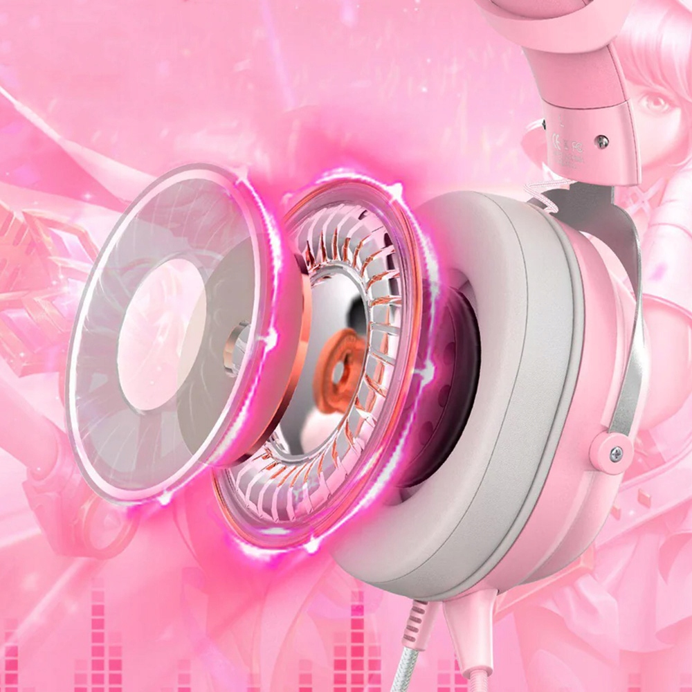 ONIKUMA X11 KOCIE USZY SŁUCHAWKI GAMINGOWE NAUSZNE PRZEWODOWE Z MIKROFONEM Model X11 Pink