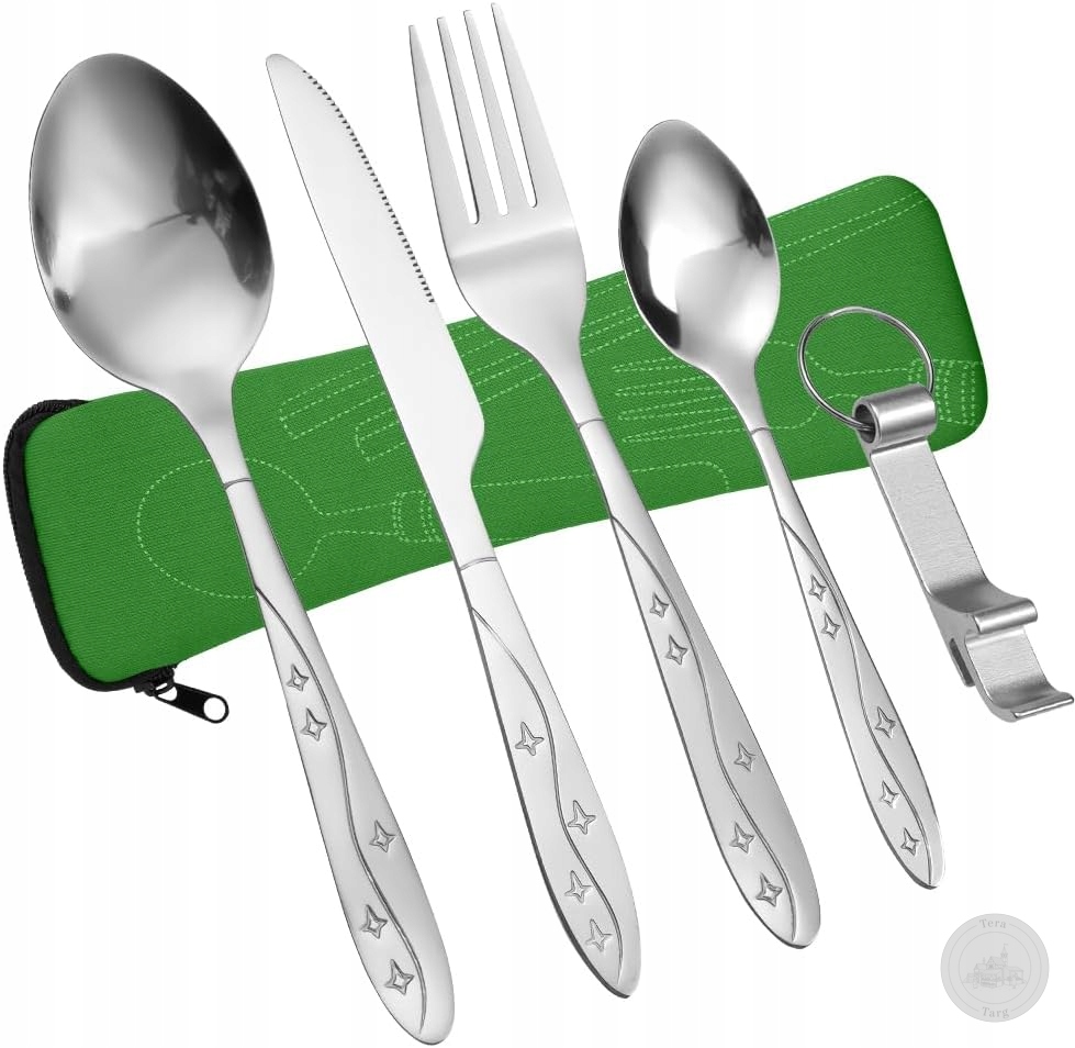 Sztućce Turystyczne Stal Nierdzewna Z Etui Lunch Podróż 6W1