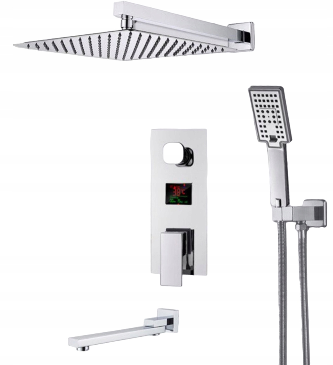 Kran Bateria Prysznicowa LCD Z Wylewką Seria Chromowana