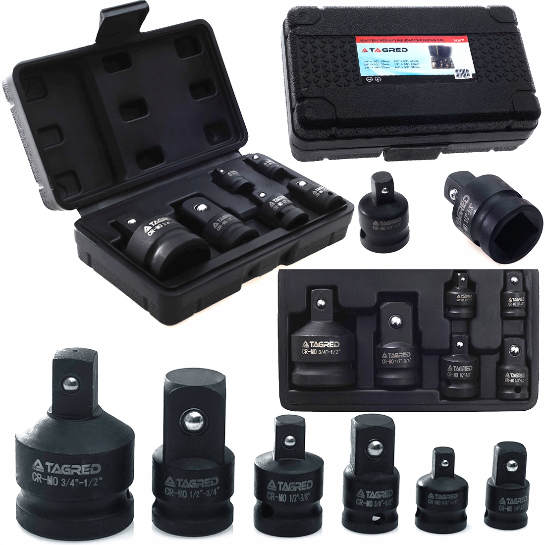 

Adaptery Redukcyjne 6 Szt 1/4 3/8 1/2 3/4 Udarowe