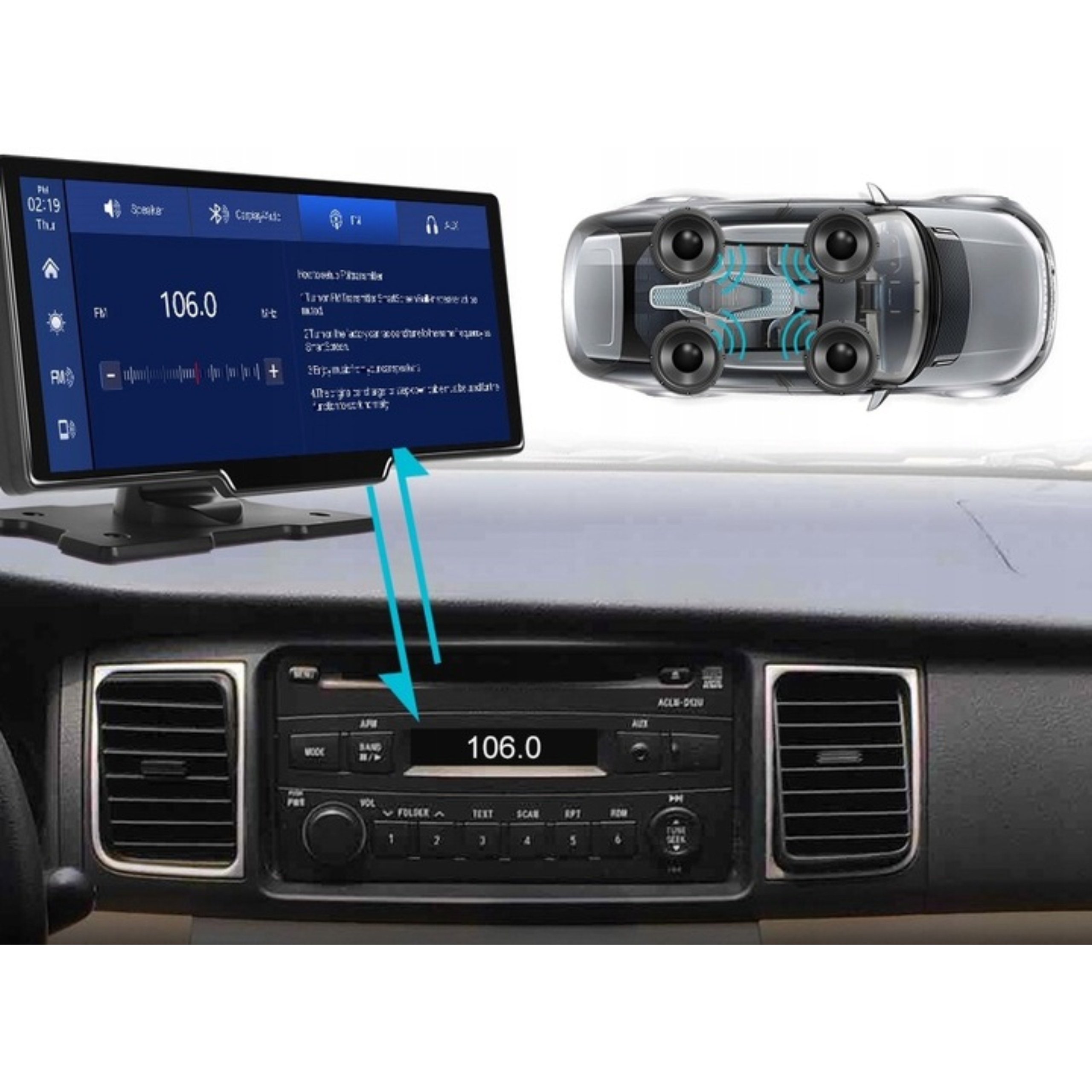 RADIO STACJA MULTIMEDIALNA MONITOR ANDROID AUTO APPLE CARPLAY ANDROID 13 Komunikacja AirPlay GPS Wi-Fi