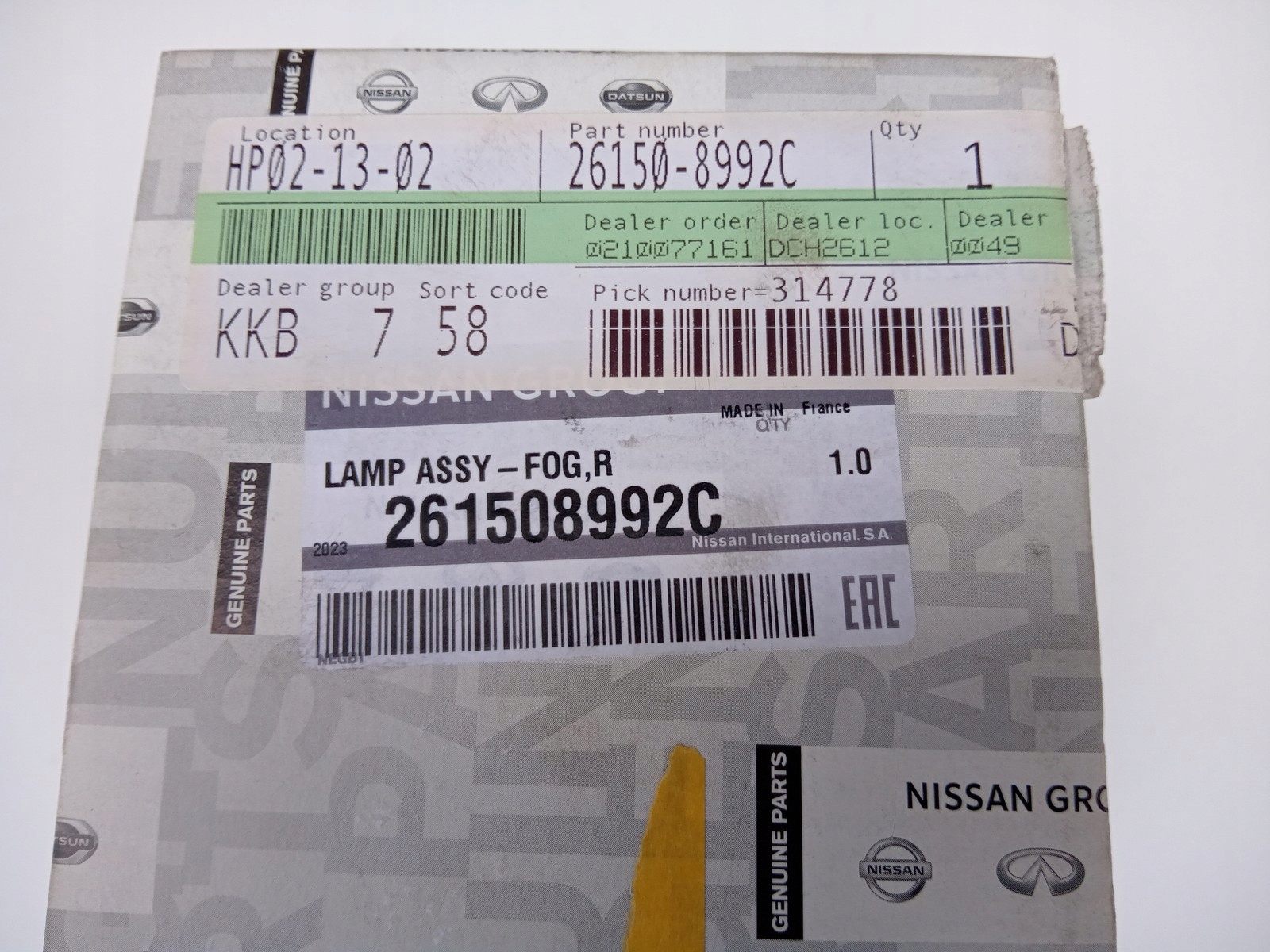 ГАЛОГЕН правый передний nissan NOTE E11 NAVARA D40 Atlas 261508992C