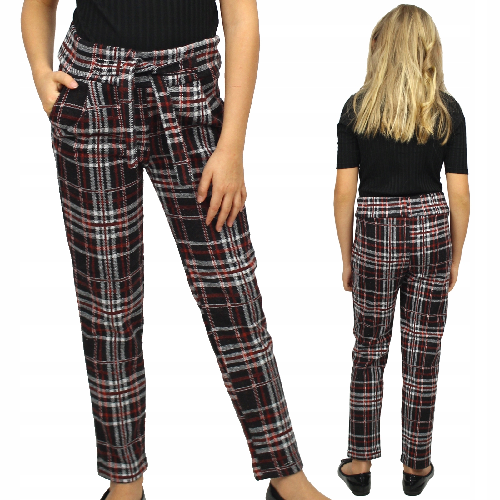 

Spodnie W Kratkę Ciepłe Cygaretki Grubsze 116