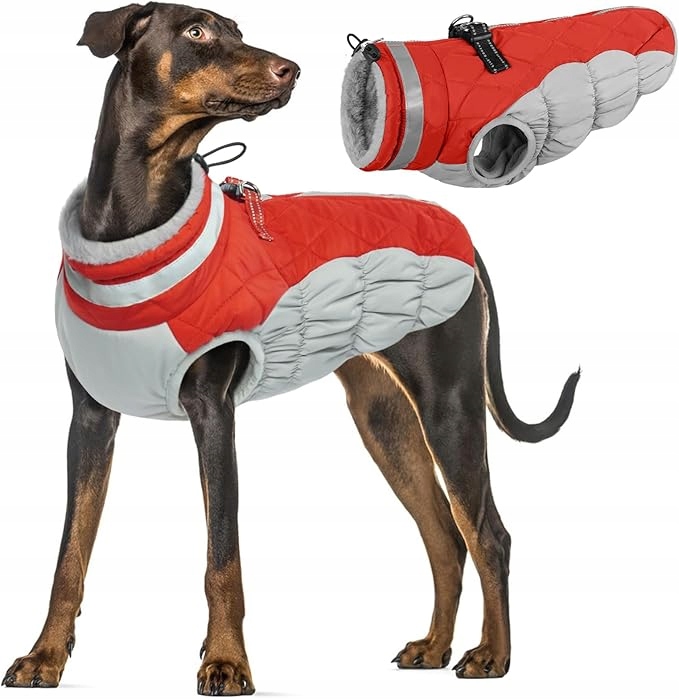 Levně Pumyporeity Oblečení bunda pro Psa voděodolná, nastavitelná Červená *XL