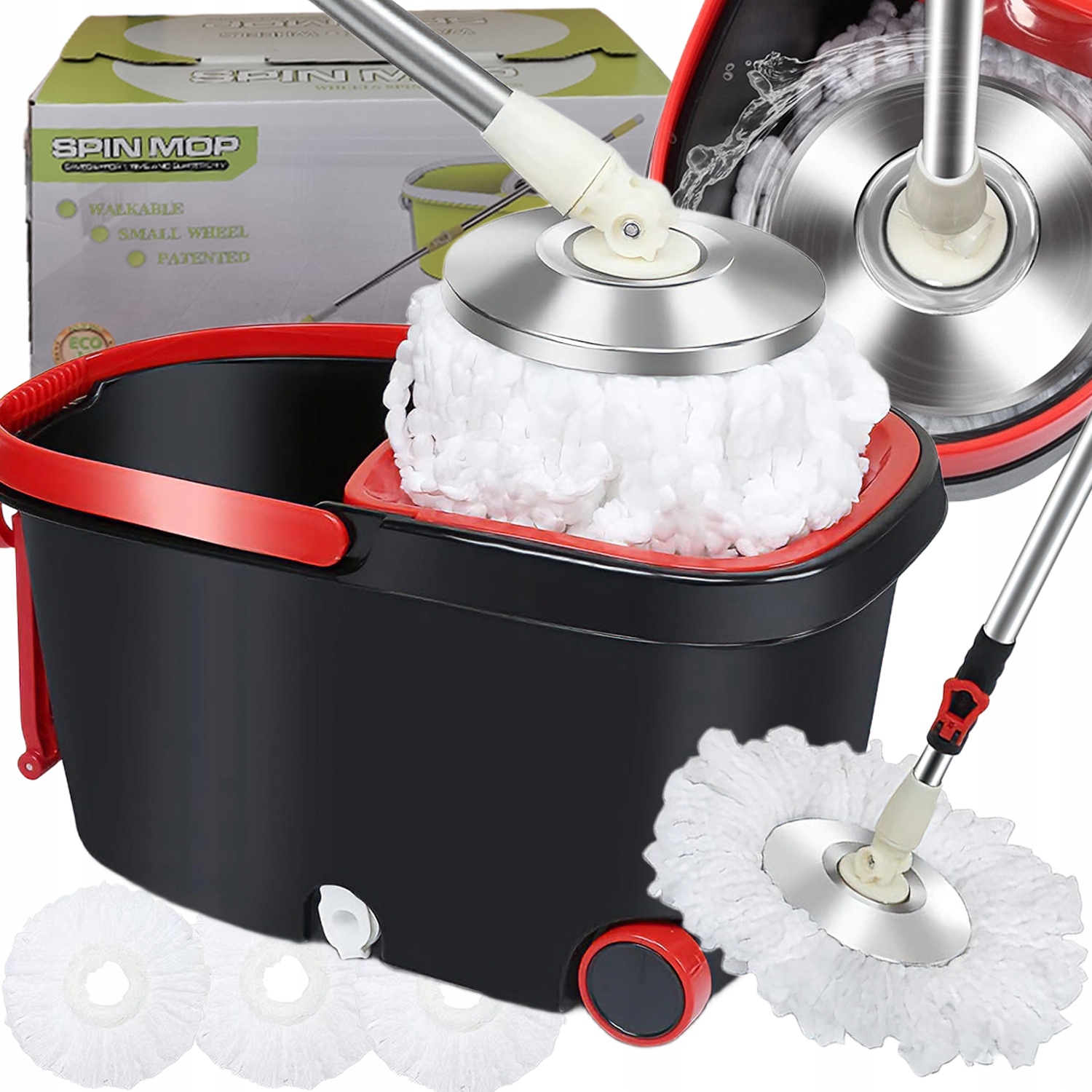 Rotační Mop 360° Turbo 3X Nástavec Mikrovlákno Kbelík Sada Rotační Mop