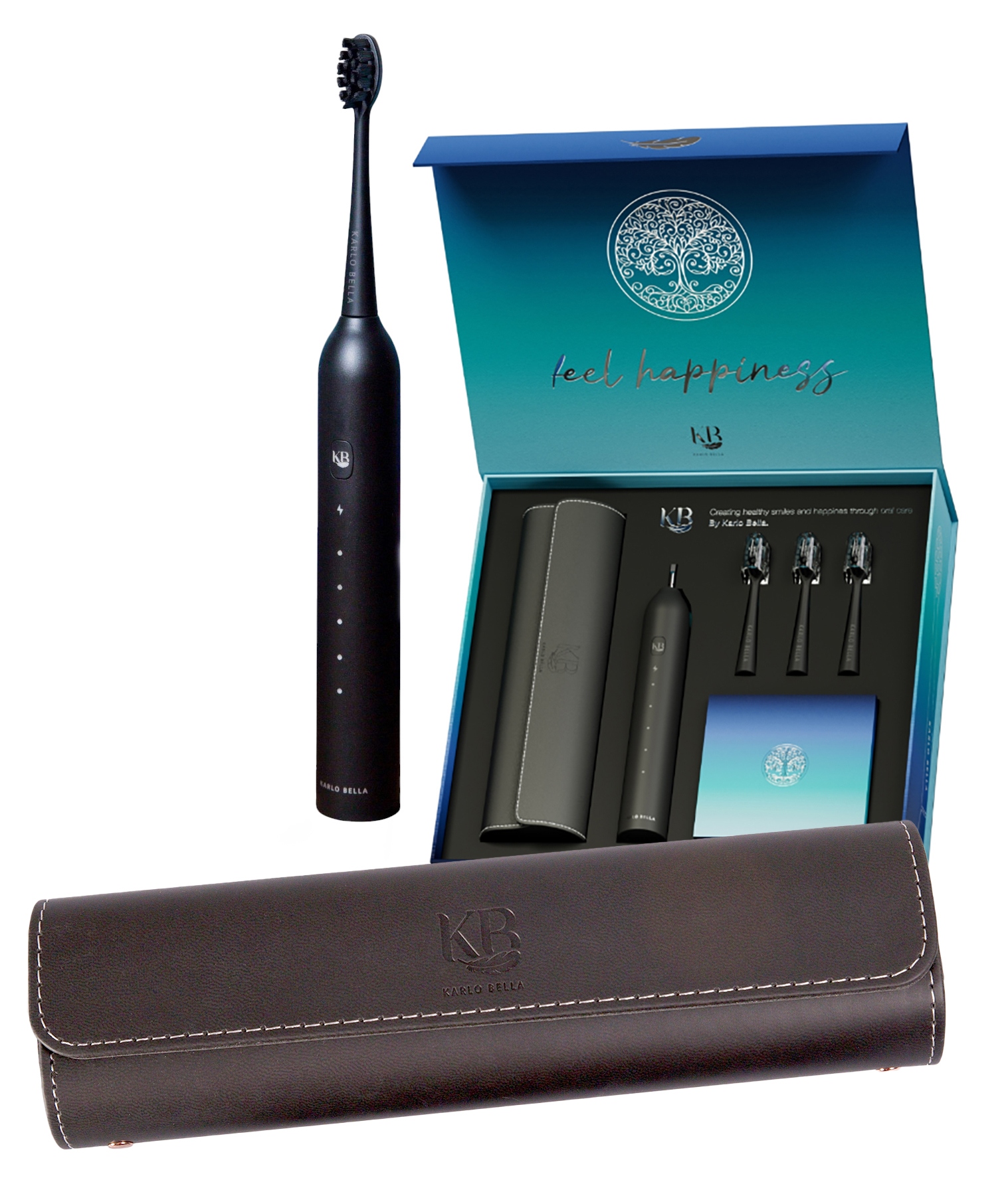 Karlo Bella Sonický Kartáček s pouzdrem na hlavici a Usb Dárek černý