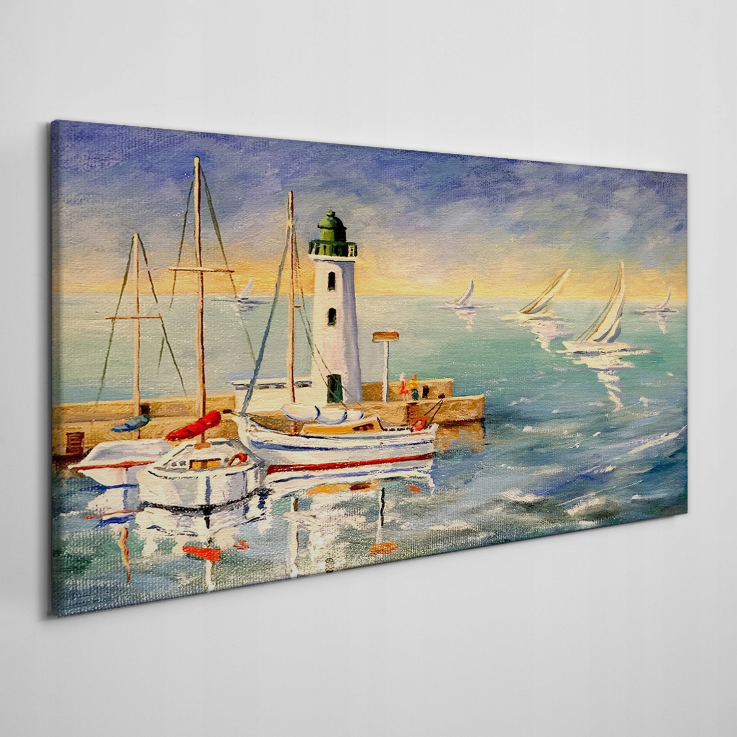 

Obraz płótno Port statki latarnia morska 120x60 cm