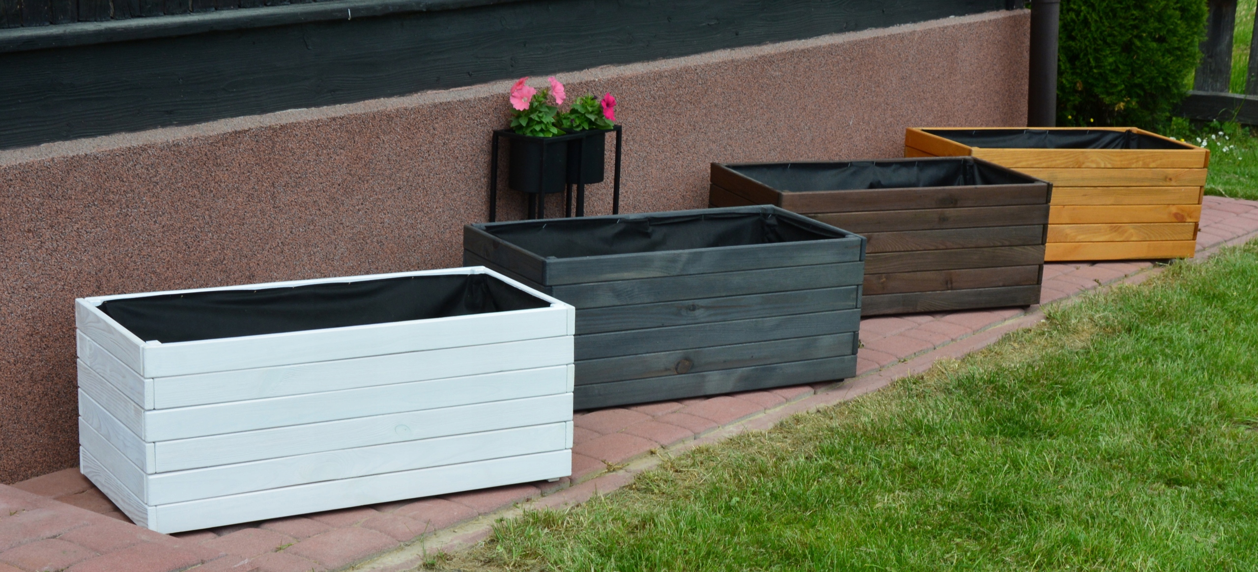 DREWNIANA DONICA SKRZYNKA Z DREWNA doniczka 38 cm Długość 38 cm