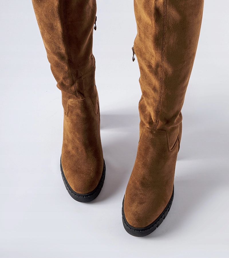 Hers Brązowe długie kozaki na słupku r. 40 Marka bez marki