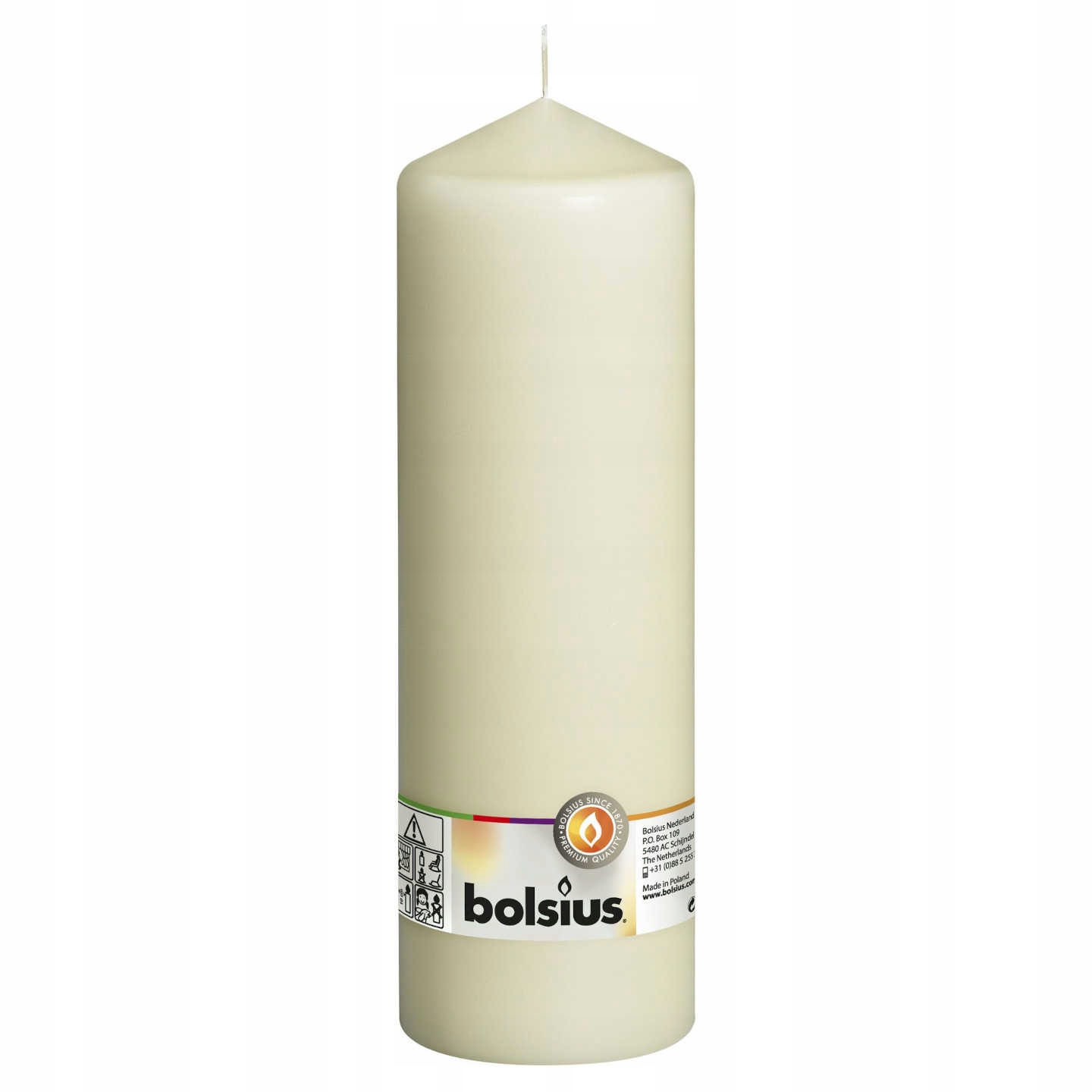 

Świeca pieńkowa Bolsius 300/98mm kremowa 1 sztuka