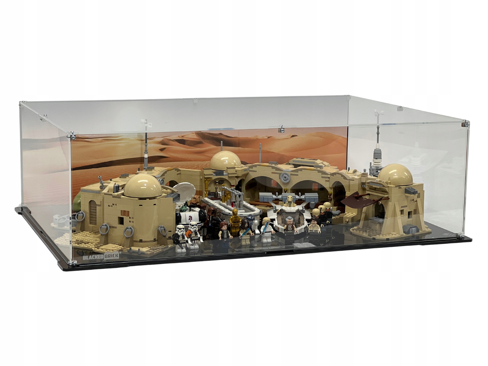 Vitrína s pozadím Blacked Brick pre Lego 75290 Star Wars Kantína Mos Eisley