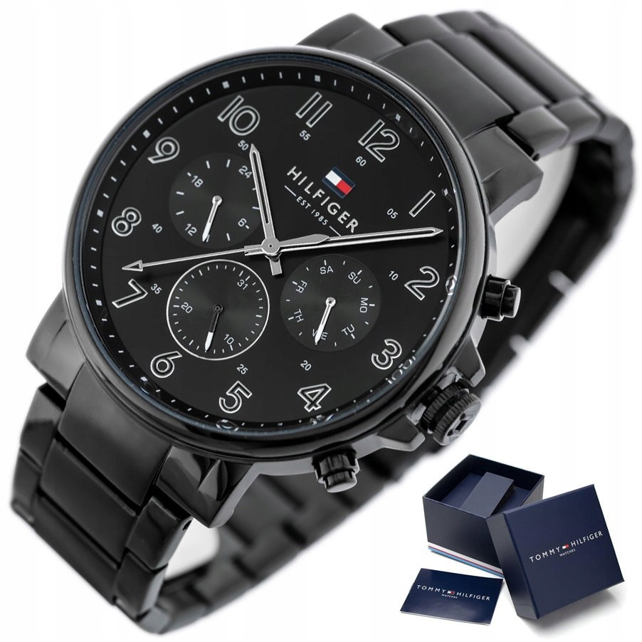 Pánské Hodinky Tommy Hilfiger Pevné, Elegantní, Černé, Vodotěsné Box