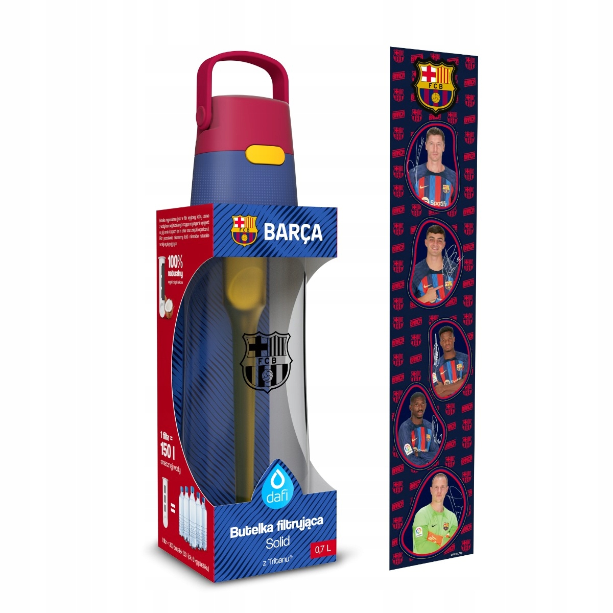 Butelka na Wodę Filtrująca Dafi 0,7l Solid Fc Barcelona Barca z Rurką