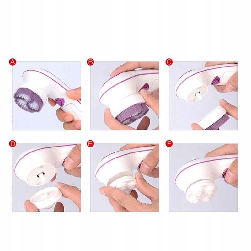 SZCZOTECZKA SONICZNA OCZYSZCZAJĄCA DO PIELĘGNACJI TWARZY ELEKTRYCZNA 5W1 Model 4 końcówki szczoteczka z podstawką