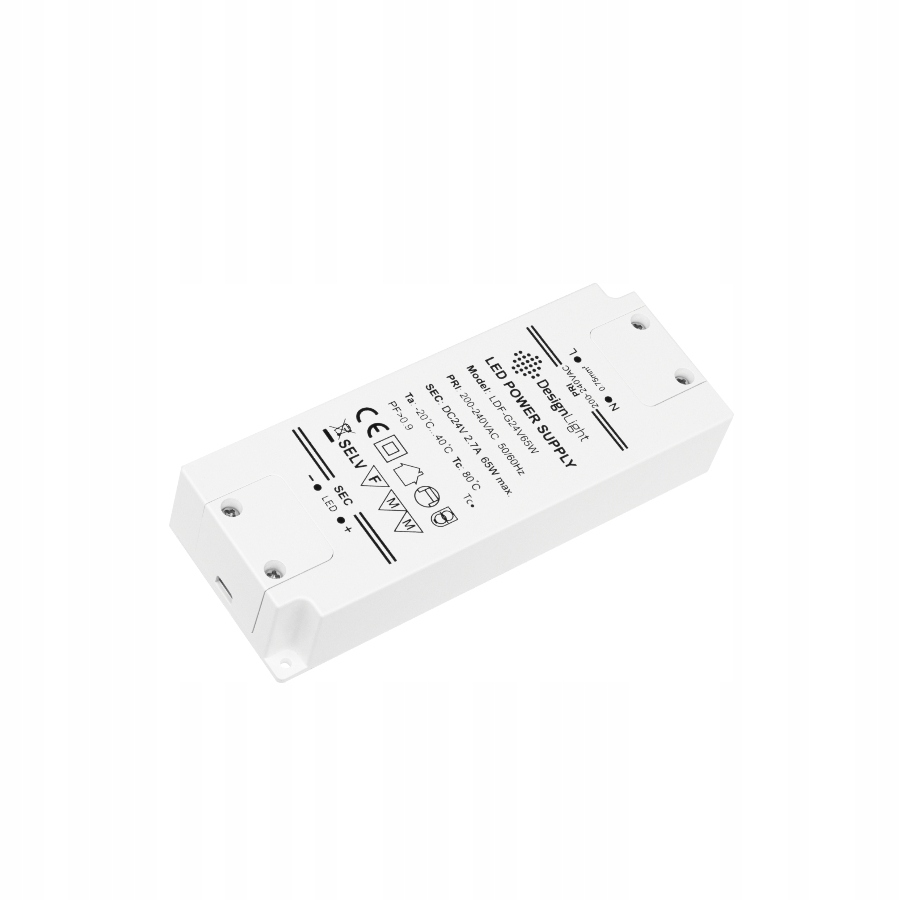Zasilacz Led 24V DC Moc 65W Biały Standard Plus