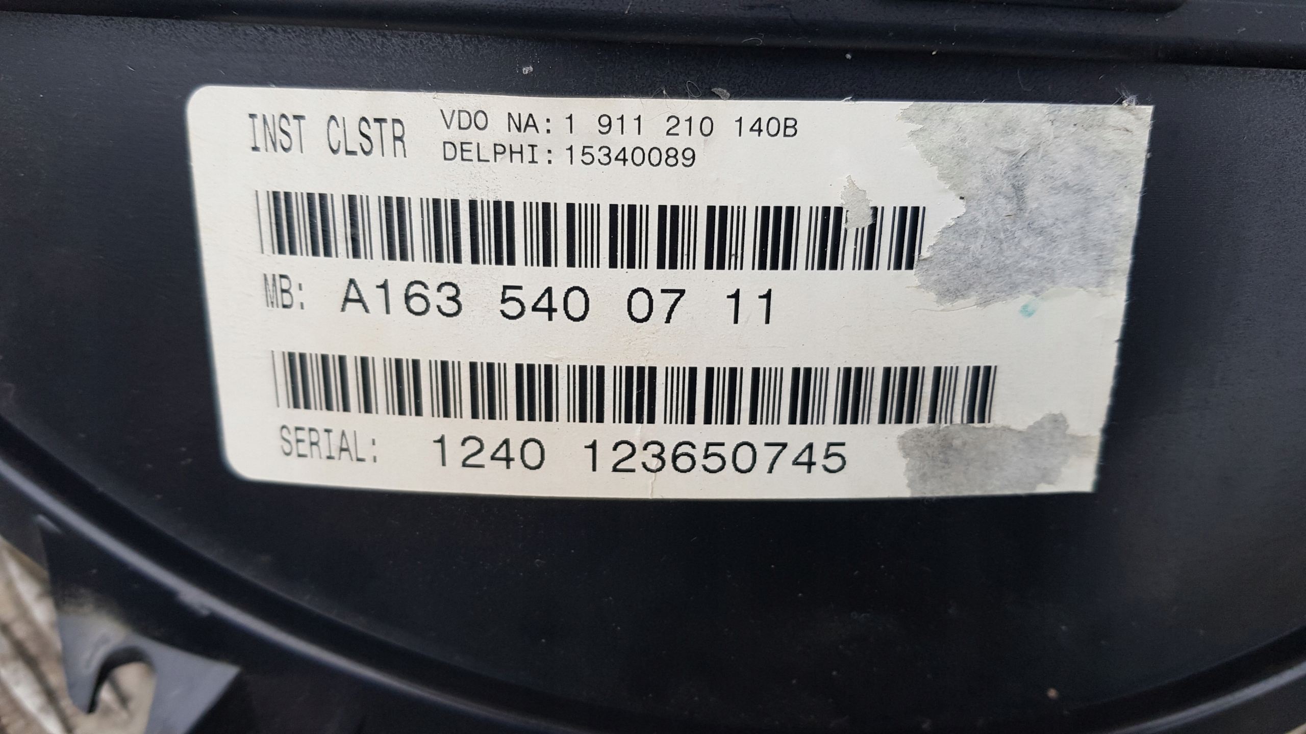 MERCEDES ML W163 dials clock A1635400711 4.3