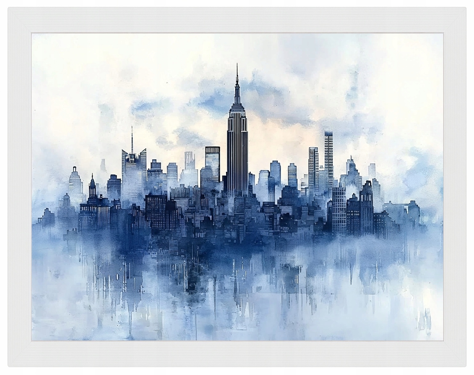 Plakát Rámeček Dřevo New York Manhattan Mrakodrapy Skyline Blue 80x60