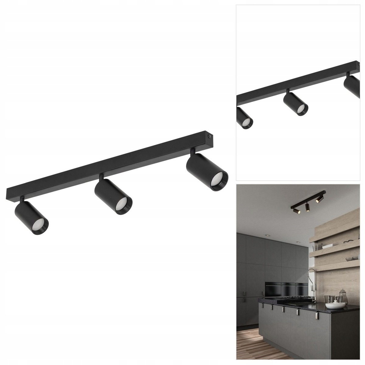 Černý reflektor Amis s moderním nastavitelným světlem v obývacím pokoji Tk Lighting