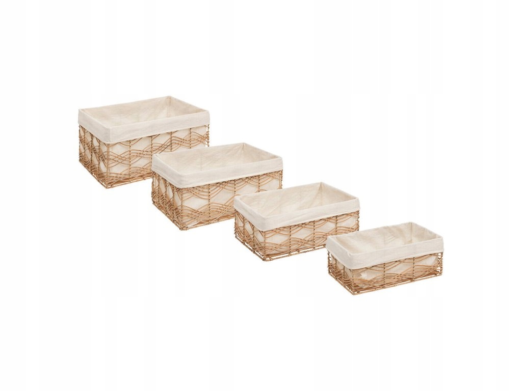 Pletené úložné boxy Rosy, 4 nádoby